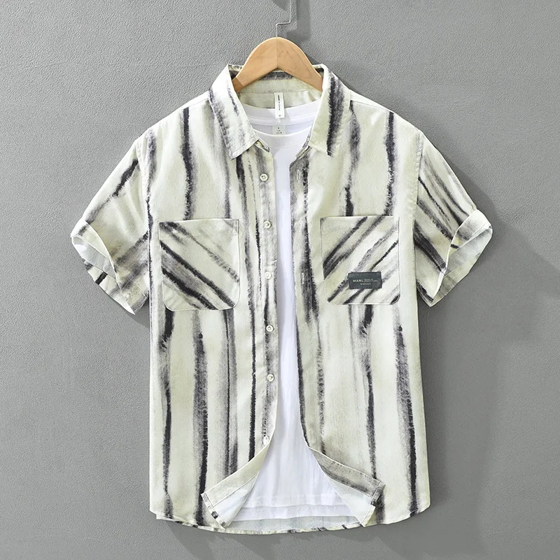 

Zebra Print Trendy Short Sleeve Casual Shirt Men's Summer New Thin Breathable Design Sense Shirt Print Polyester Skin-Friendl...