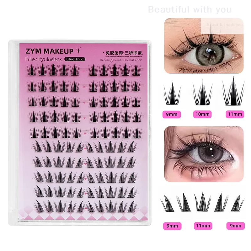 New1 Box zelfklevende wimper, voorgelijmde wimper, clusterwimper, geen lijm nodig, gemakkelijk aan te trekken, diy wimperverlenging