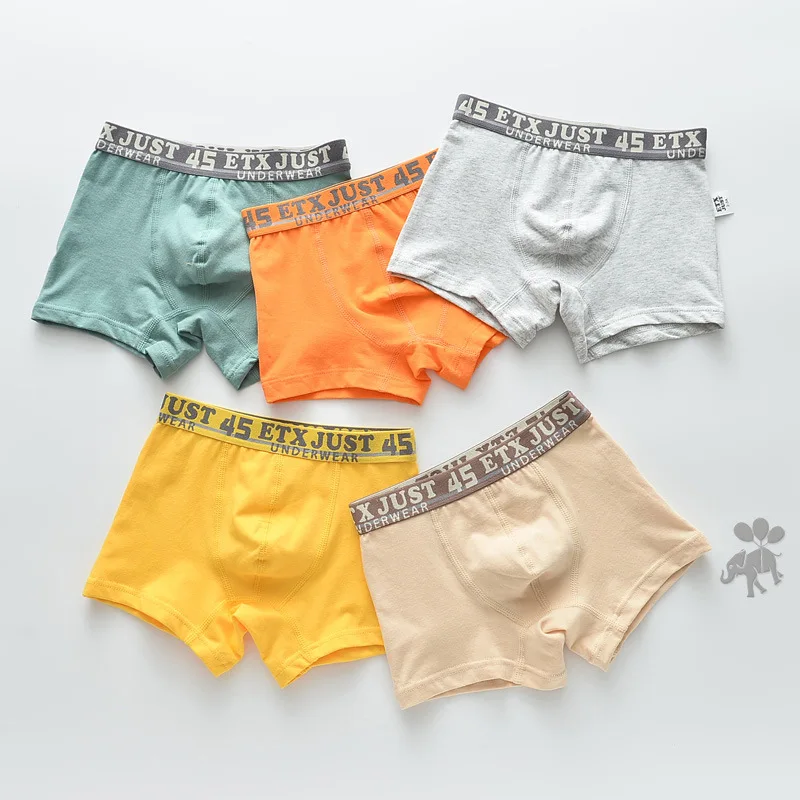 Casual 5 Piece/pack Toddler Boys Panties Cotton Children\'s Letter Print Underpants Young Boys Comfortable Boxers 4 8 12 13 Years