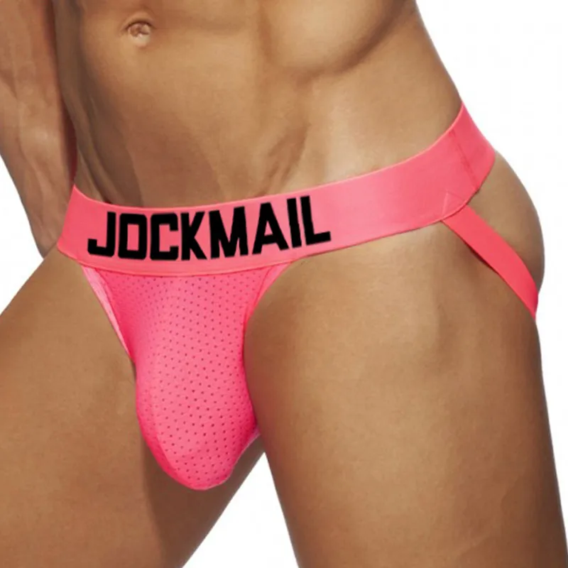 JOCKMAIL Men Underwear Sexy Men Briefs Jockstrap Pouch Cuecas Man Nylon Panties Thongs Mesh Underpants Gay Slip Homme Srting New