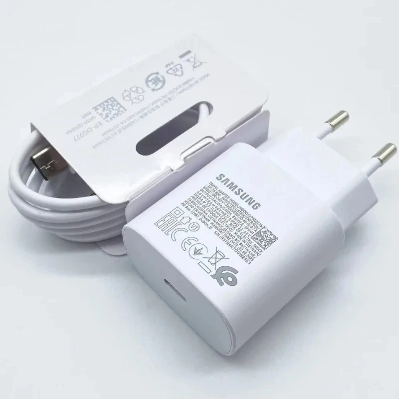 SAMSUNG 25W Usb Type C Super Fast Charger Pd Wall Power Adapter S24 FE S23 S22 A16 A55 A52 F05 M55S Z Fold Flip 6 5 4 Cargador