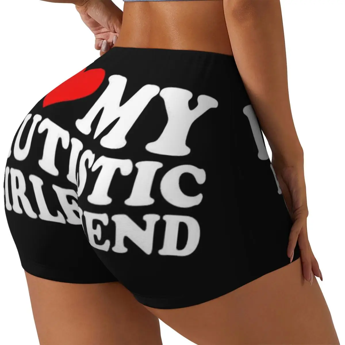 Custom I Love My Autistic Girlfriend I Heart My Autistic GF Women Gym Workout Running Shorts Athletic Volleyball Yoga Shorts