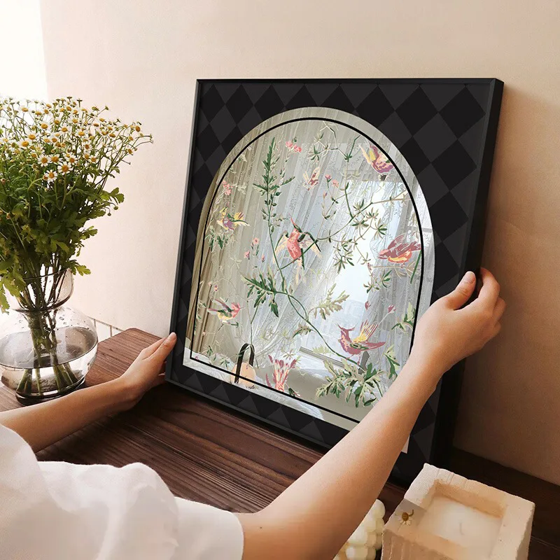 

Dressing Table French Mirror Decorative Painting Desktop Pendulum Painting Advanced Punch-free Bedroom Hanging Painting