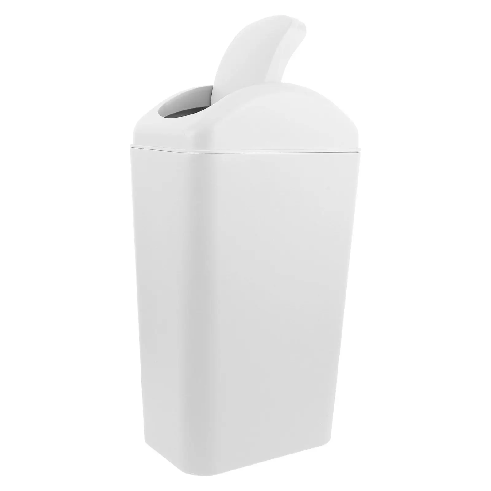 8L Plastic Swing Lid Trash Can Slim Profile Bathroom Kitchen Bedroom Garbage Bin Space Saving Lidded Dustbin Large Capacity