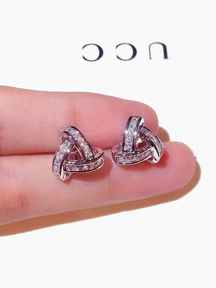 AliExpress Exquisite design Iced Out Cycle Buckle Earring for Women Top Quality Bling AAA Zircon Stud Earring Wedding Anniversary Jewelry