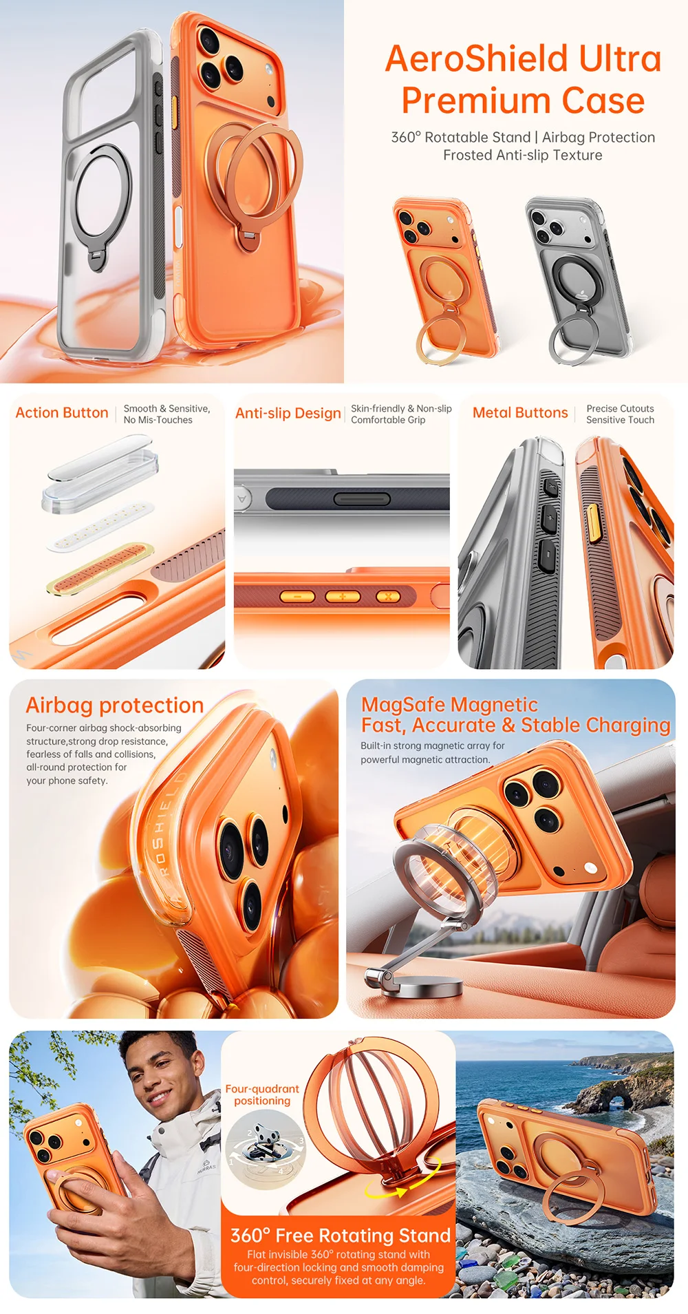WiWU Airbag Handyhülle für iPhone 18 Pro Max 18 Pro Magnetische Standhülle für iPhone 17 Pro Max Drehbare Handyhülle – Detail 3