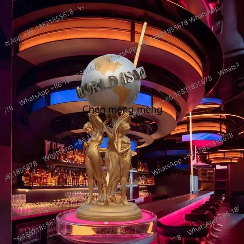 03A Hotel lobby large fiberglass sculpture entrance garden European character lady statue