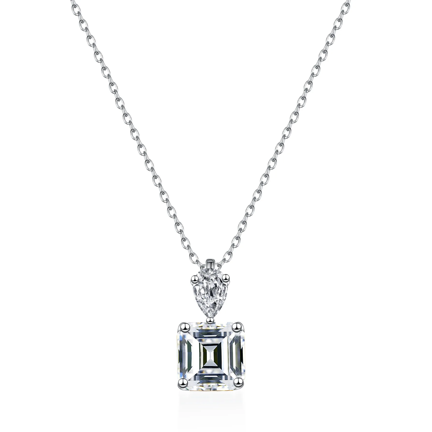 

18K Gold Pendant 1-carat Moissanite Necklace for Women, Fashionable and Luxurious Emerald Cut Square Bag Platinum PT950 Pendant
