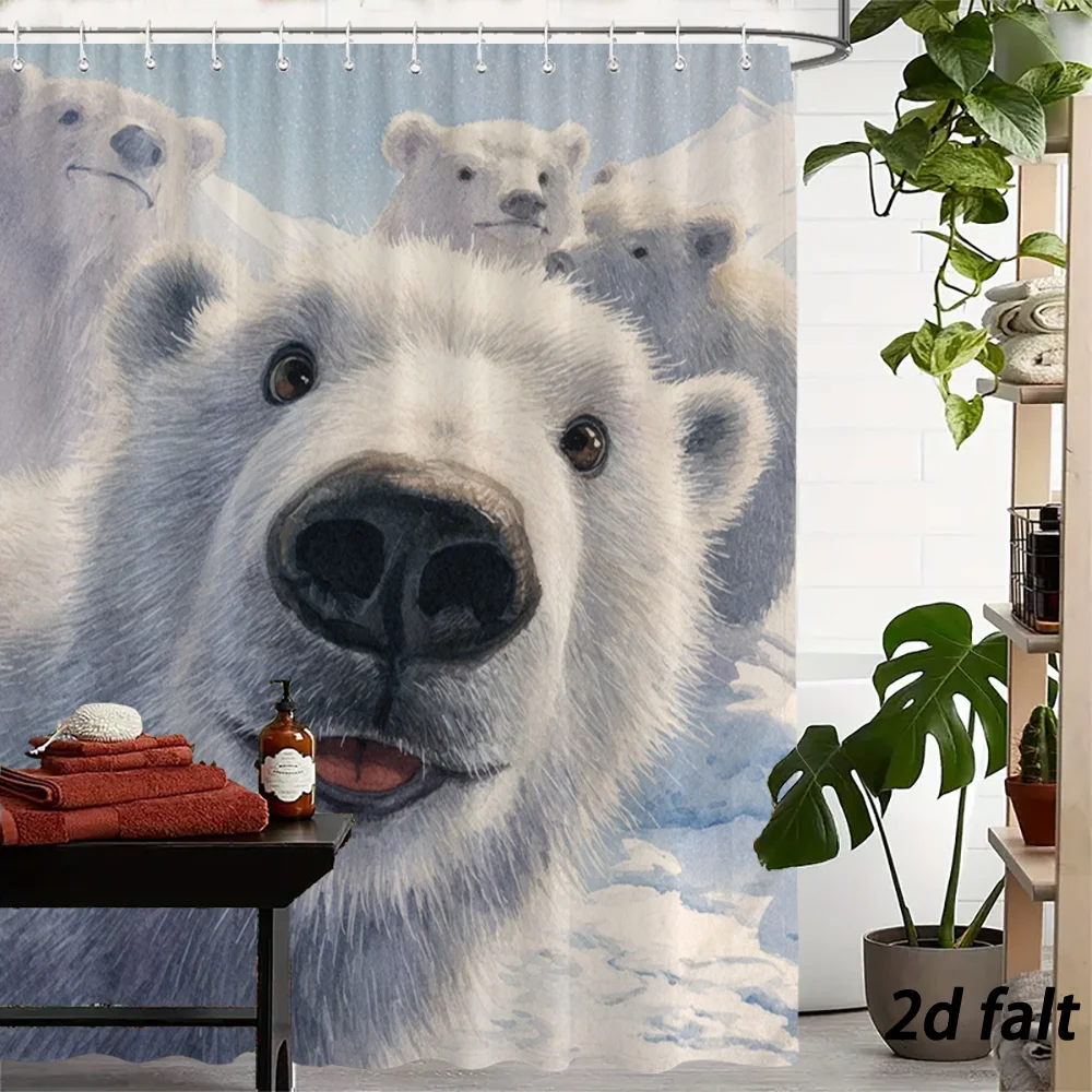Adorable Pile of Polar Bears Family Shower Curtain - Cute Arctic Wildlife Bathroom Decor