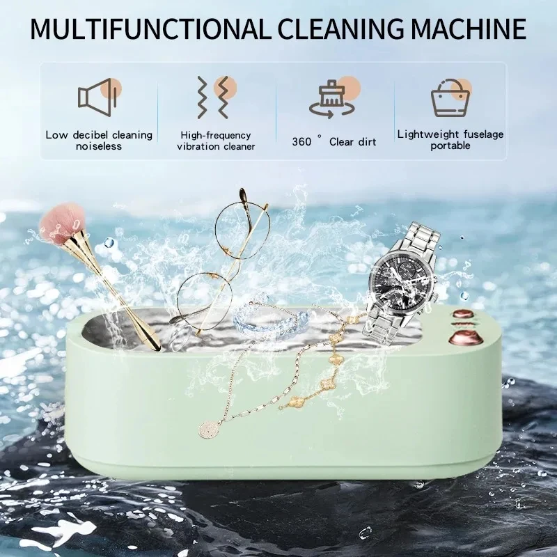 Ultrasonic Cleaner High-Frequency USB Rechargeable with Adjustment & Timing Feature for Household Jewelry Rings Glasses Cleaning