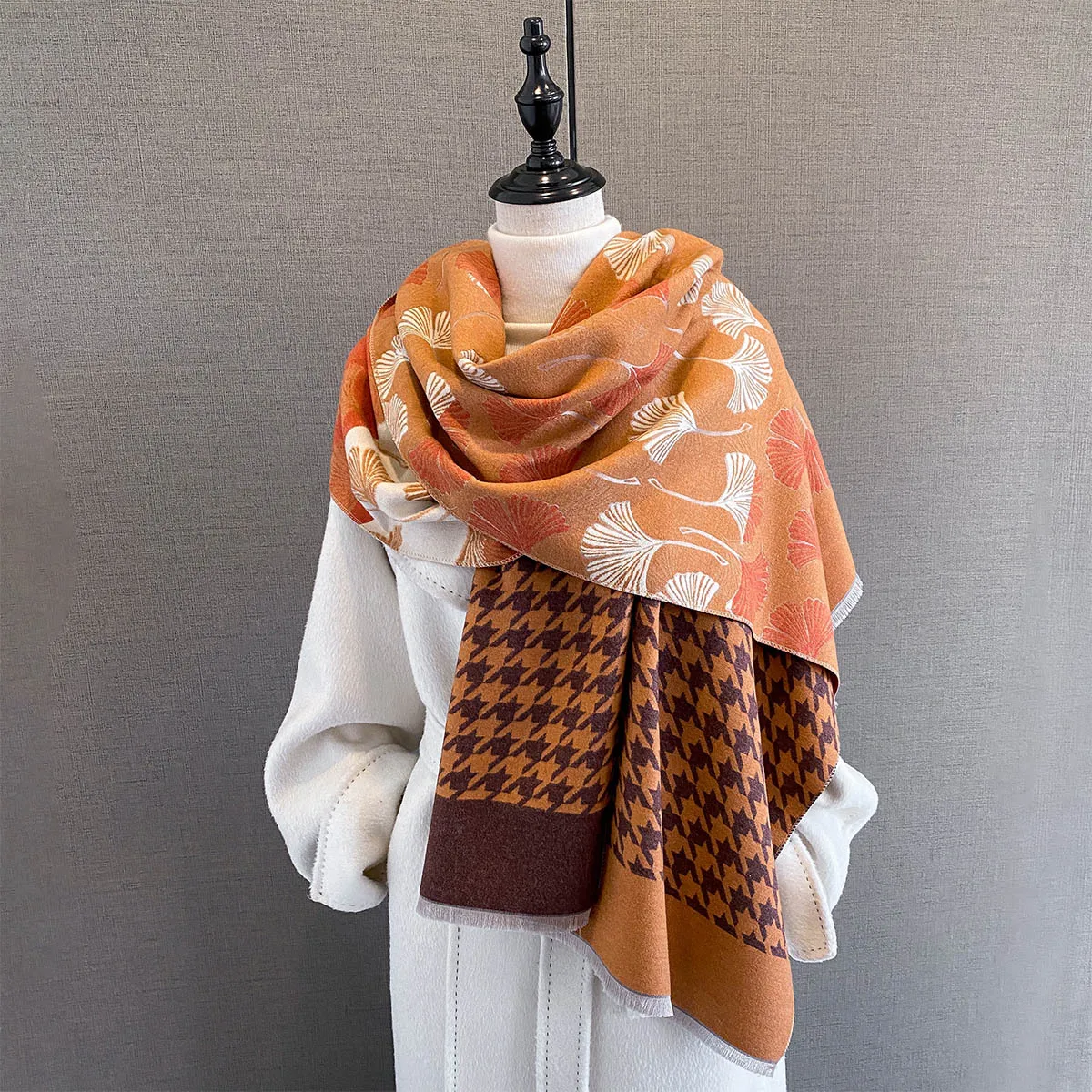 

Осенне-зимний кашемировый шарф для женщин с узором «гусиные лапки», высококачественный шарф, шаль, роскошное пончо, хиджаб, дизайнерские шарфы Bufandas