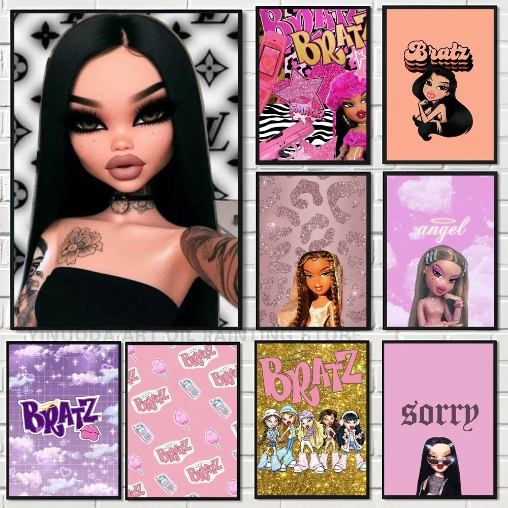 1PC Bratz Doll Poster autoadesivo Art adesivo di carta impermeabile Coffee House Bar Room Wall Decor