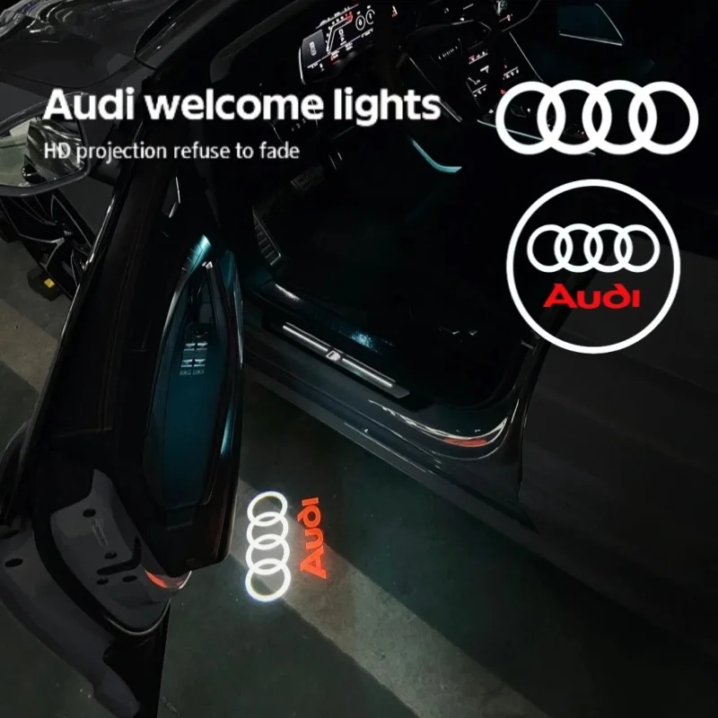 

LED Car Door Emblem Styling Projector For AUDI A1A4 A5 Q3 8U Q5 8R Q7 4L Q8 B5 B6 B7 B8 B9 A6 C5 C6 C7 C8 A3 8V 8P 8L V8 A7 A8