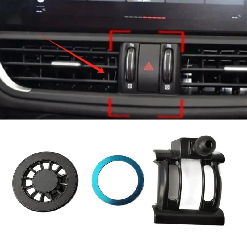 1Set Materiale plastico ABS per 2016-2022 Alfa Romeo Giulia Special Car Supporto magnetico per telefono Staffa fissa Supporto mobile