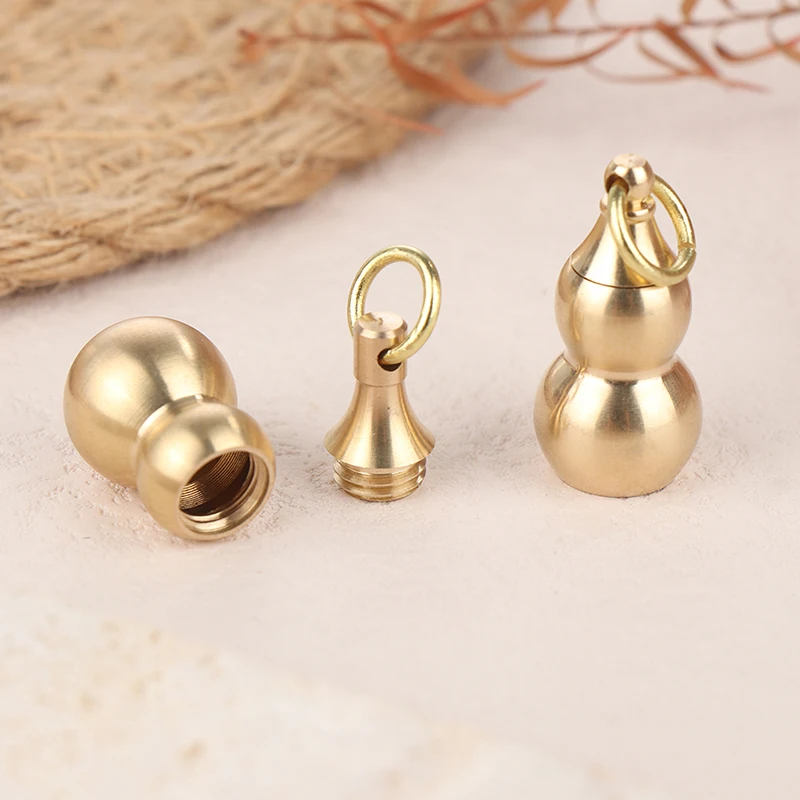 Brass Gourd Stupa Pendant Pagoda Keychain Hanging Necklace Jewelry Waterproof Pill Box Medicine Case Container Bottle Keychains