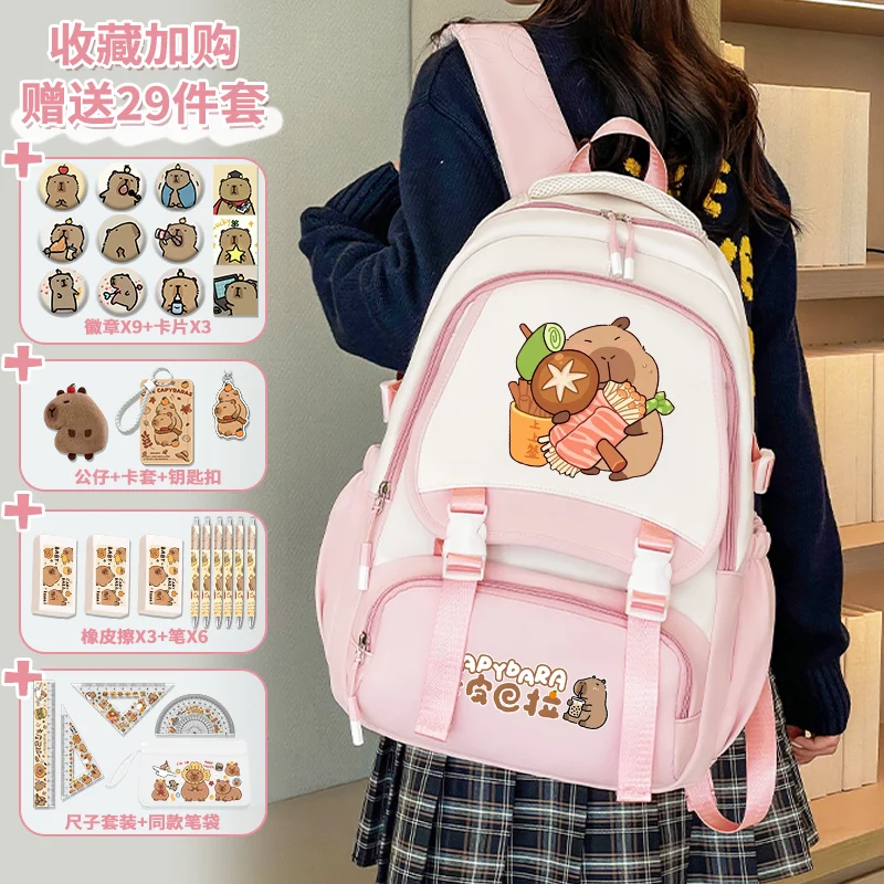 2025 New Capybara Girl Backpack Cartoon Cute School Bag for Teens Luxury Large Capacity Backpack Back to School Bag