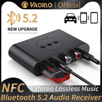 Bluetooth 5.2 オーディオレシーバー NFC U ディスク 3.5 ミリメートル AUX RCA USB ステレオ音楽ワイヤレスアダプターマイク付きカーキットスピーカーアンプ