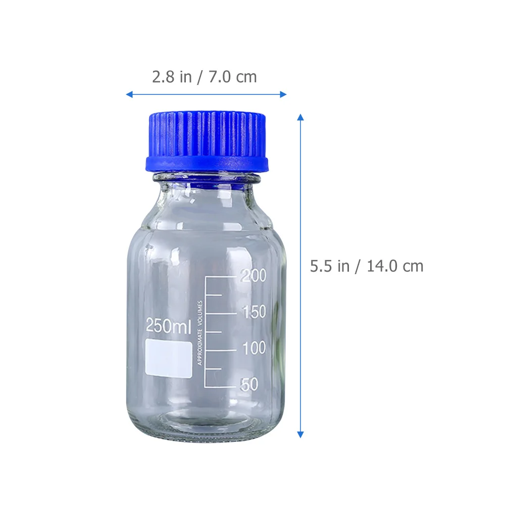 3Pcs 250Ml Glass Chemical Reagent Bottles Lab Liquid Storage Sealing Container Spill Proof Cap for Factory Laboratory
