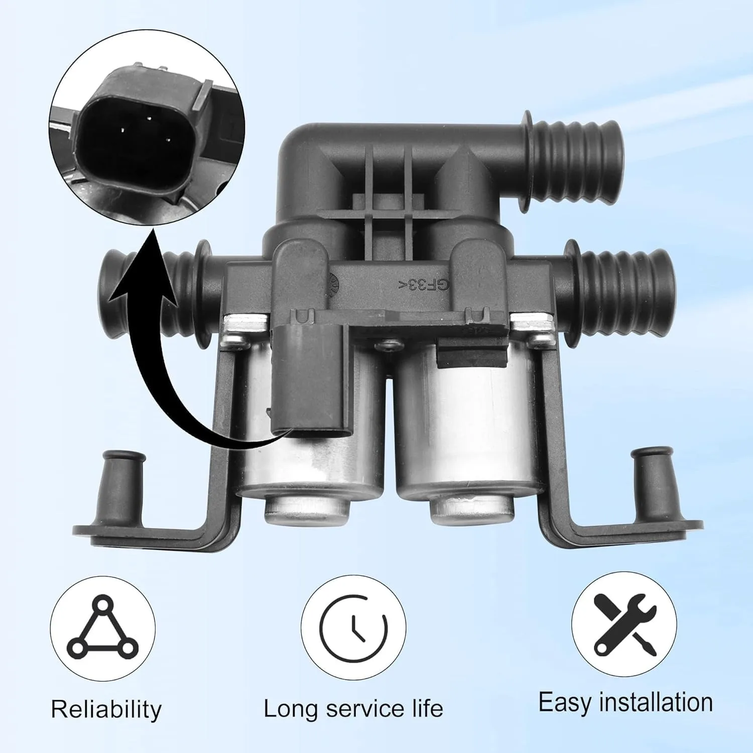 64116906652 3-Way HVAC Heater Control Valve for BMW E60 535i E61 E63 E64 E65 E66 E53 525i 528i 530i 550i 645Ci 64128374995