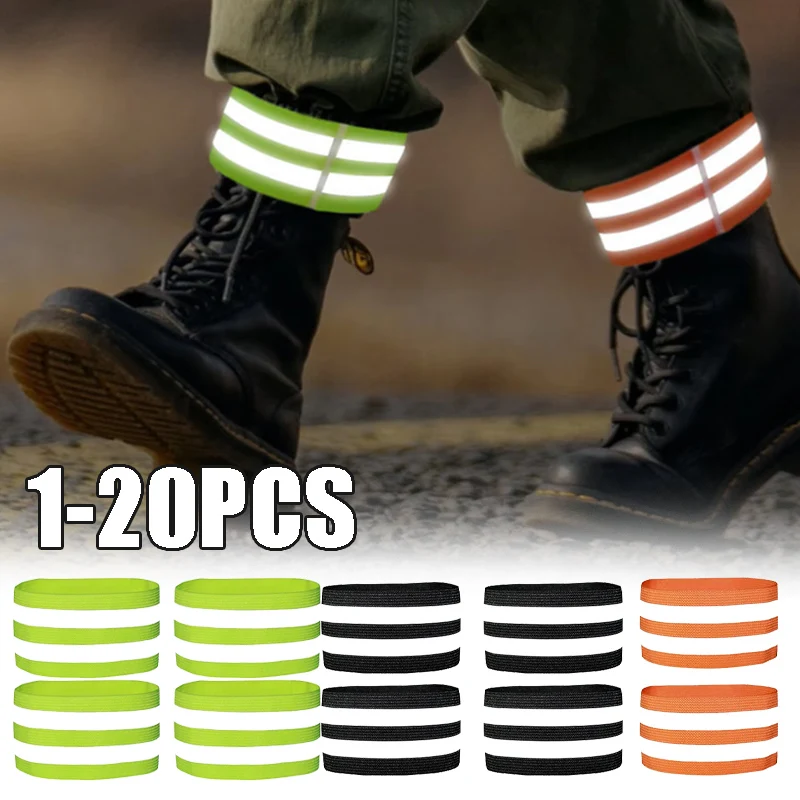 Adjustable Reflective Leg Bands for Cycling Running High-Visibility Night Safety Straps Folding Pants Ideal for Outdoor Sports