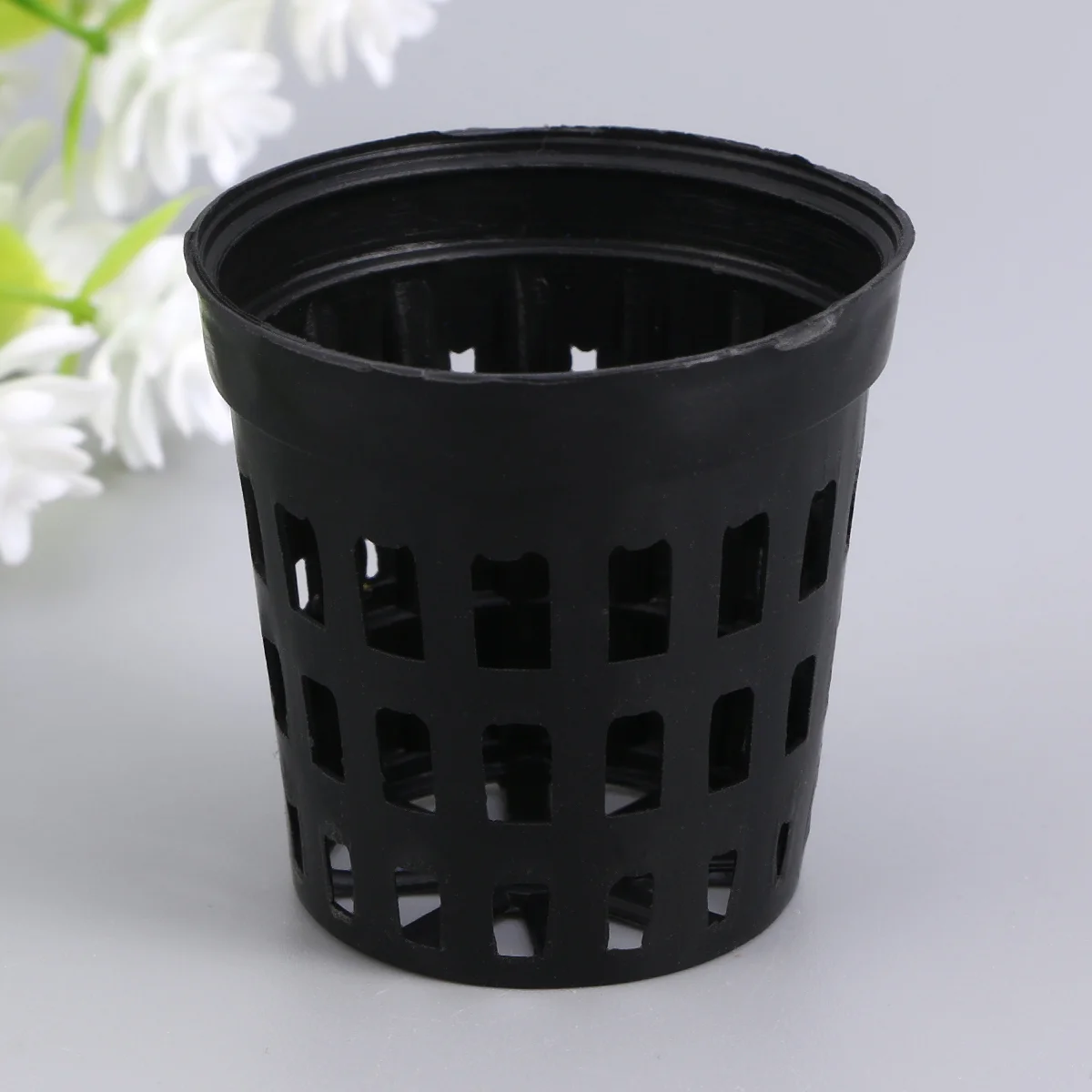 1pc Aquarium Plastic Pot Baskets Aquarium Aquatic Water Flower Plant Grass Planting Decor Black - Middle Size