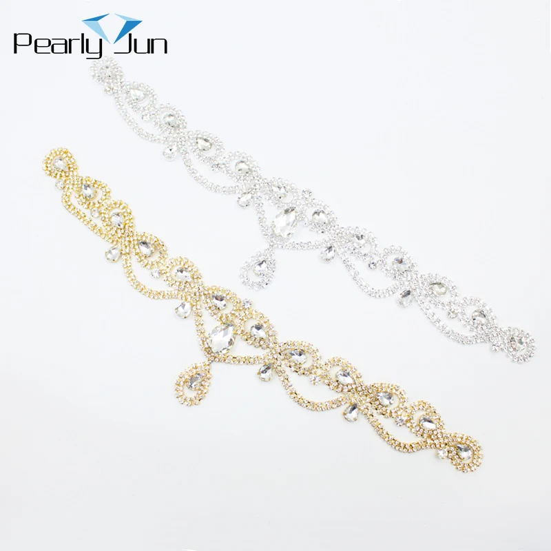 1 Pieces of 33*16cm Pendant Crystal Neckline Patch for Bride Wedding Dress Belt Decoration DIY Sewing Rhinestone Applique YL017