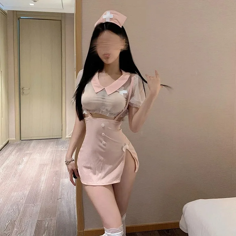 

Женское сексуальное женское белье, эротические костюмы медсестры для косплея, кружевная прозрачная посылка, открытая юбка на бедрах, юбка медсестры, комплект униформы для ночного клуба и бара