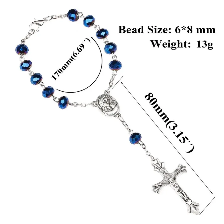 CR001 Crystal Beads Catholic Rosary Necklace Virgin Holy Land Holy Baby Religious Cross Necklaces Men and Women Christmas Gift