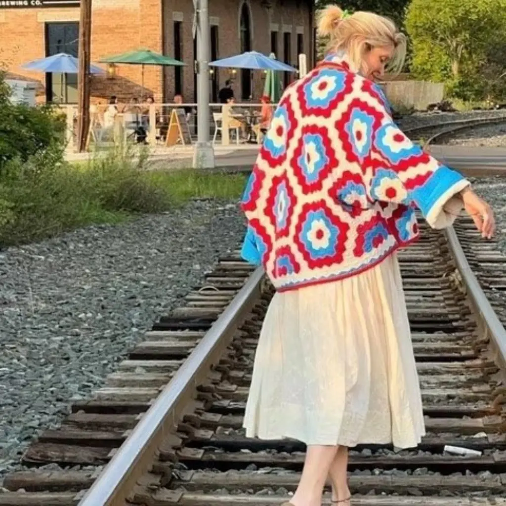 Winter Women's Printed Kimono Coat Fashion Street Style European American Design New Cotton Top