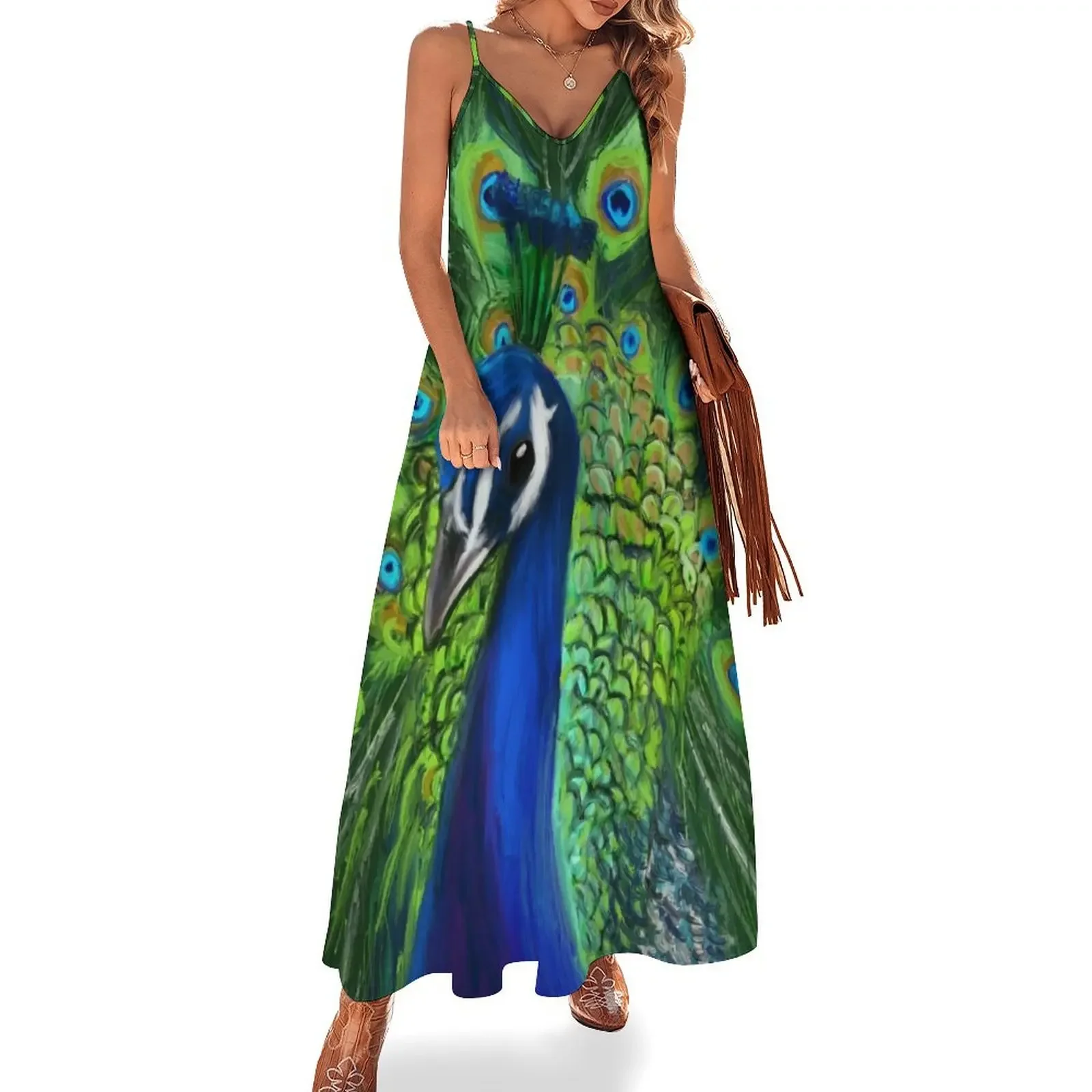 Peacock Sleeveless Dress prom dress 2025 summer outfits for women 2025 evening dresses ladies