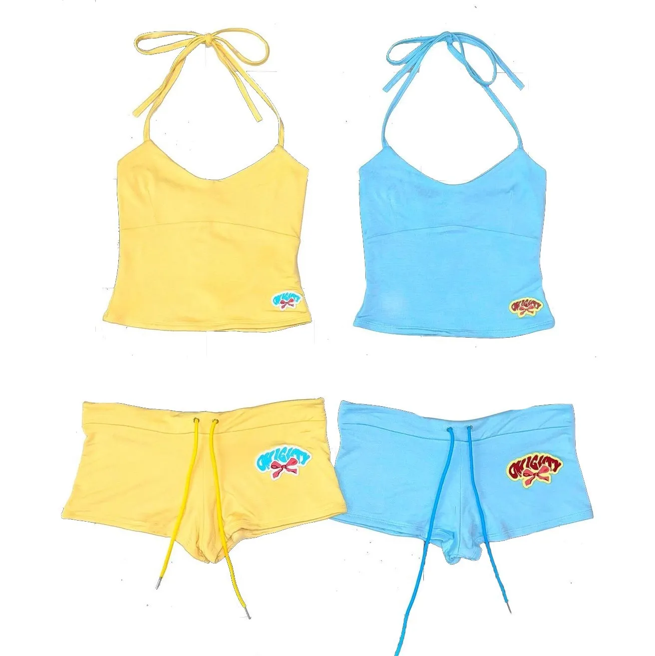 Y2k women\'s clothing vintage set, suspender vest, elastic shorts, casual beach, summer streetwear, sexy and spicy girl sport top