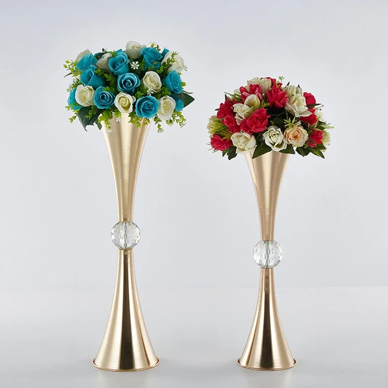 

10pcs Acrylic Vases Luxury Table Vase Wedding Centerpiece Event Road Lead Flower Rack For Home Hotel Party Decoration