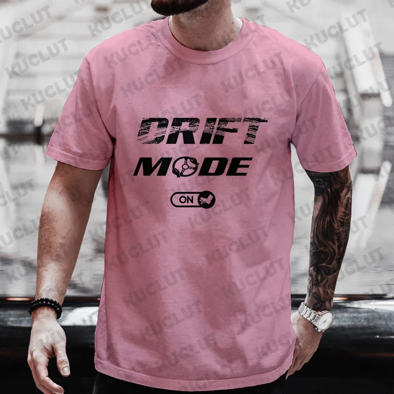 Summer New T-shirts for Men Drifting Cars Drift Mode on Auto Racing Mechanic Print Tshirts Car Lover T Shirt Stylish Clothes Men