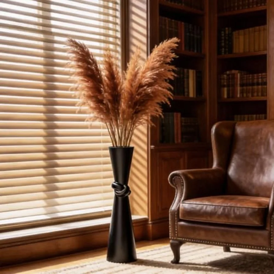 Tall Black Floor Vase 23.6 Glossy Resin for Pampas Grass Dried Flowers Modern Farmhouse Indoor Decor view 5