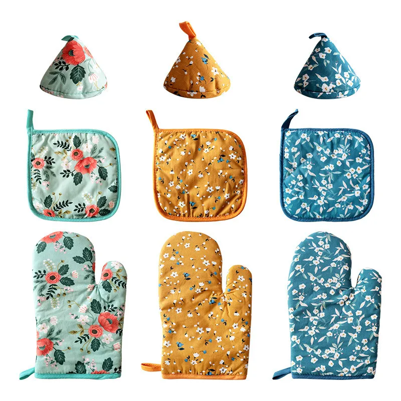 

1Pc Flower Printed Cotton Microwave Oven Glove Kitchen Baking Tool Heat Insulation Pad Pot Cap