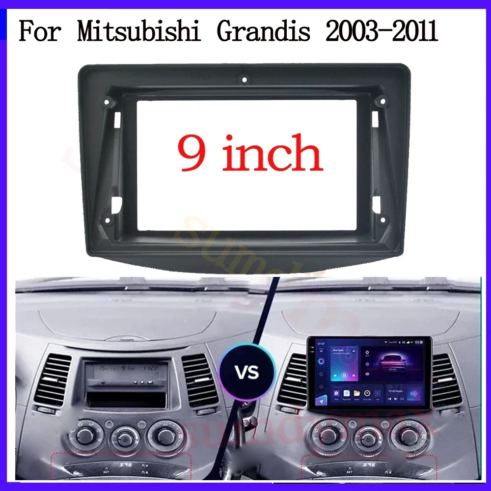 9 inch big screen 2 Din android Car Radio Fascia Frame for MITSUBISHI GRANDIS 2003-2011 car panel Dash Mount Kit