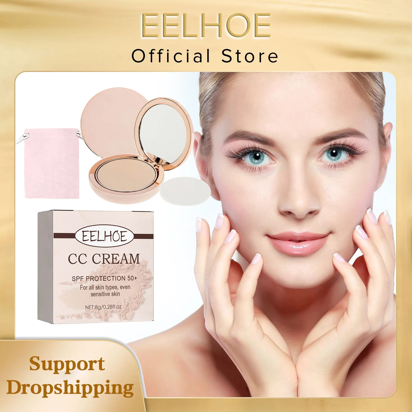 EELHOE 6 Colors Pressed Face Powder with Powder Puff Matte Oil Control Long-Lasting Waterproof Smooth Face Skin Powder Makeup 8g