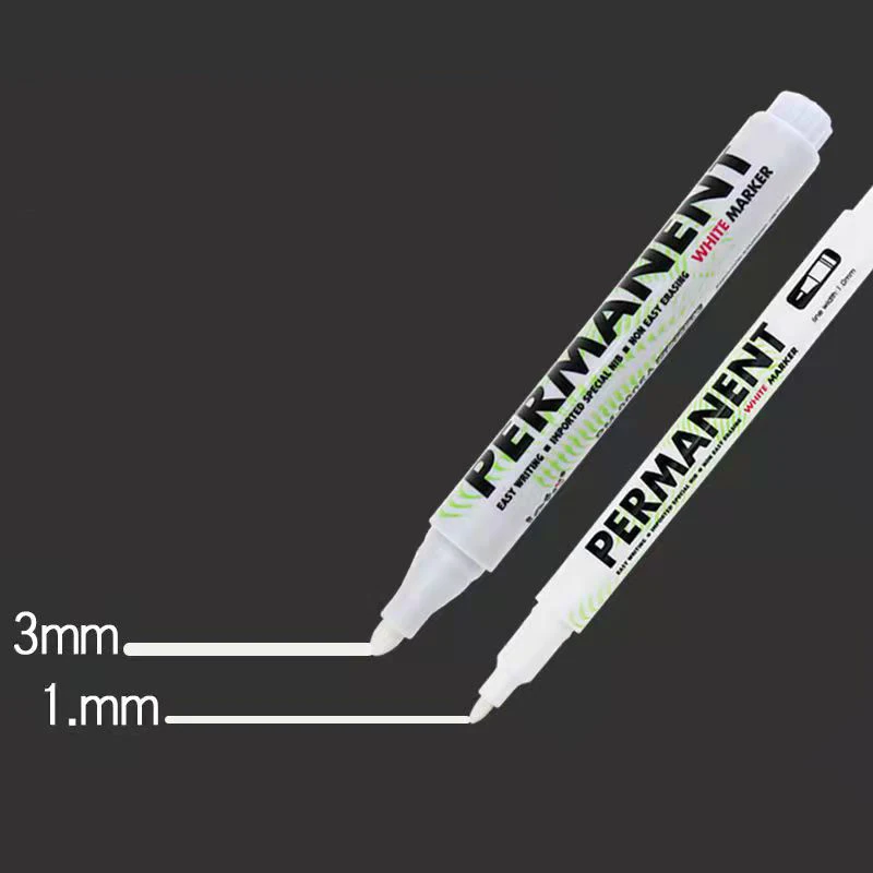 10/8/6pcs 3.0/1.0mm White Marker Pen Waterproof Graffiti Paint Oil Permanent Waterproof Marker  Glass Leather Logistics Car Tire