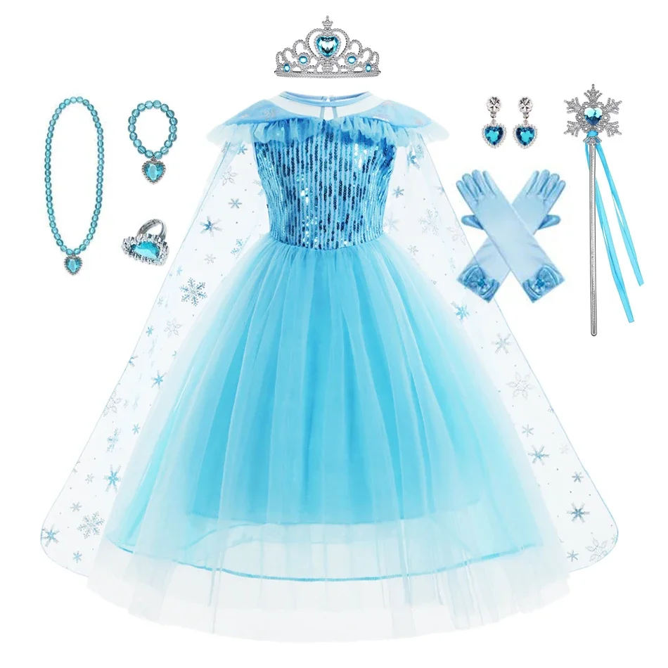 Ragazza Elsa vestito per bambini Halloween Carnival Party Princess Cosplay Girls Anna Costume