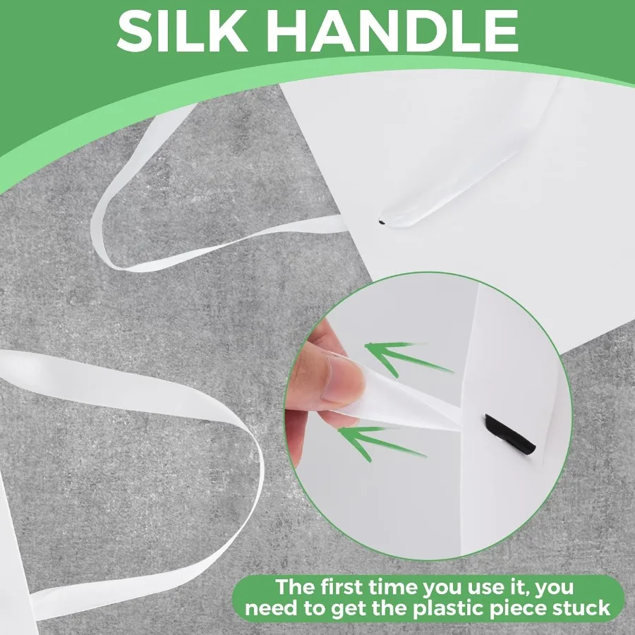 Extra große weiße Geschenktüten mit Griffen, 40,6 x 30,5 cm, 3 Stück, große Geschenktüten aus Papier, ideal für Partydekorationen, Einkaufen, Spree Birt