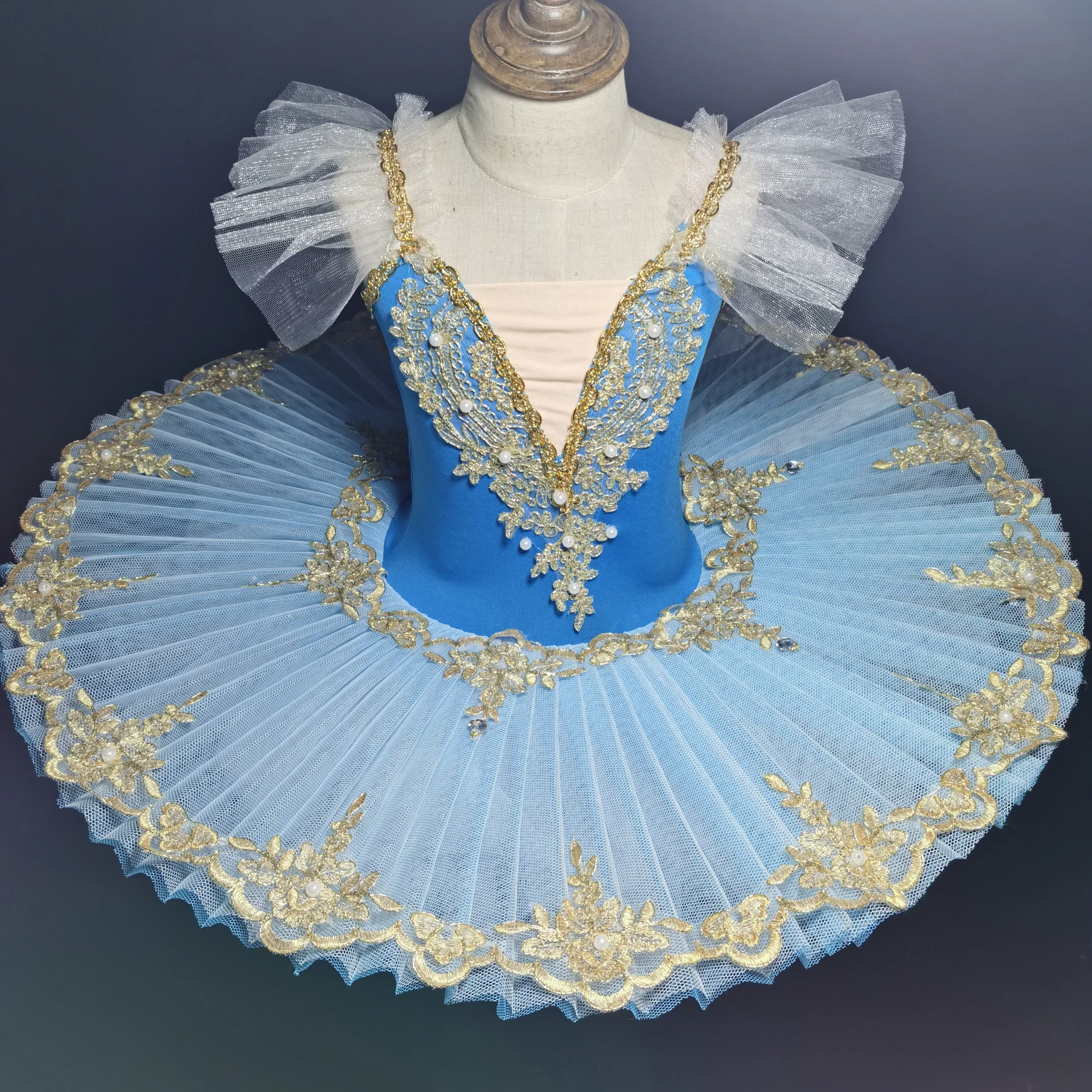 Tutú de Ballet profesional para niña y mujer, traje de fiesta de bailarina, color azul, ideal para baile