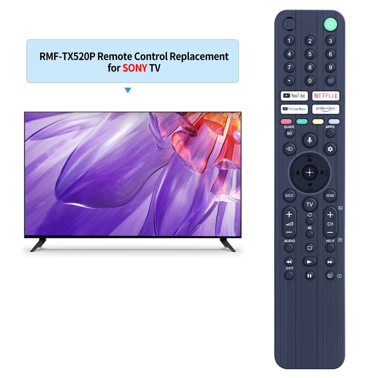 New RMF-TX520P Voice Remote Control For Sony Bravia LCD TV KD-43X80J KD-55X80J