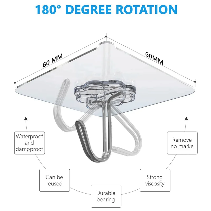 

AB30-40Pcs Waterproof Self-Adhesive Hook Heavy-Duty Wall Hook Suitable For Home Kitchen Bathroom Punch-Free Strong Hook