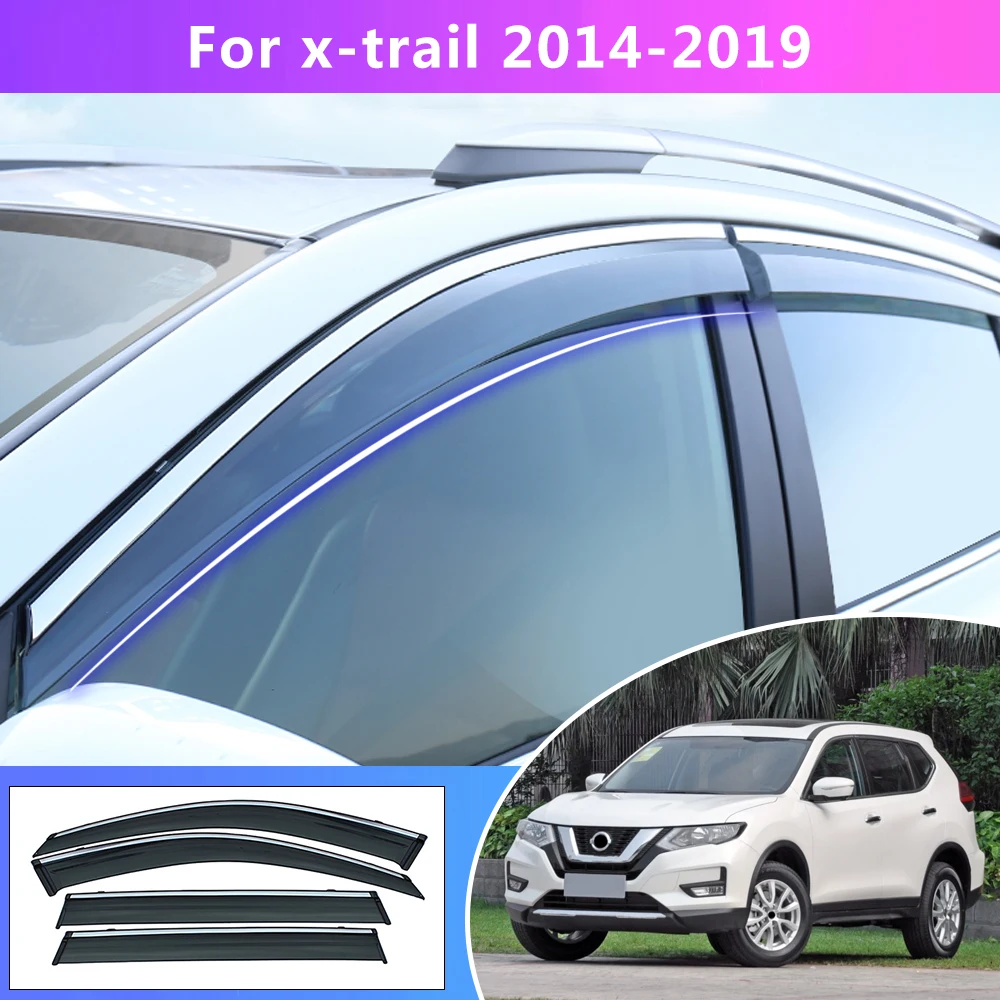 Window Weather Shield Sun Rain Visor For Nissan X-Trail T32 2014 2015 2016 2017 2018 2019 Car Styling Auto Accessories 4pcs