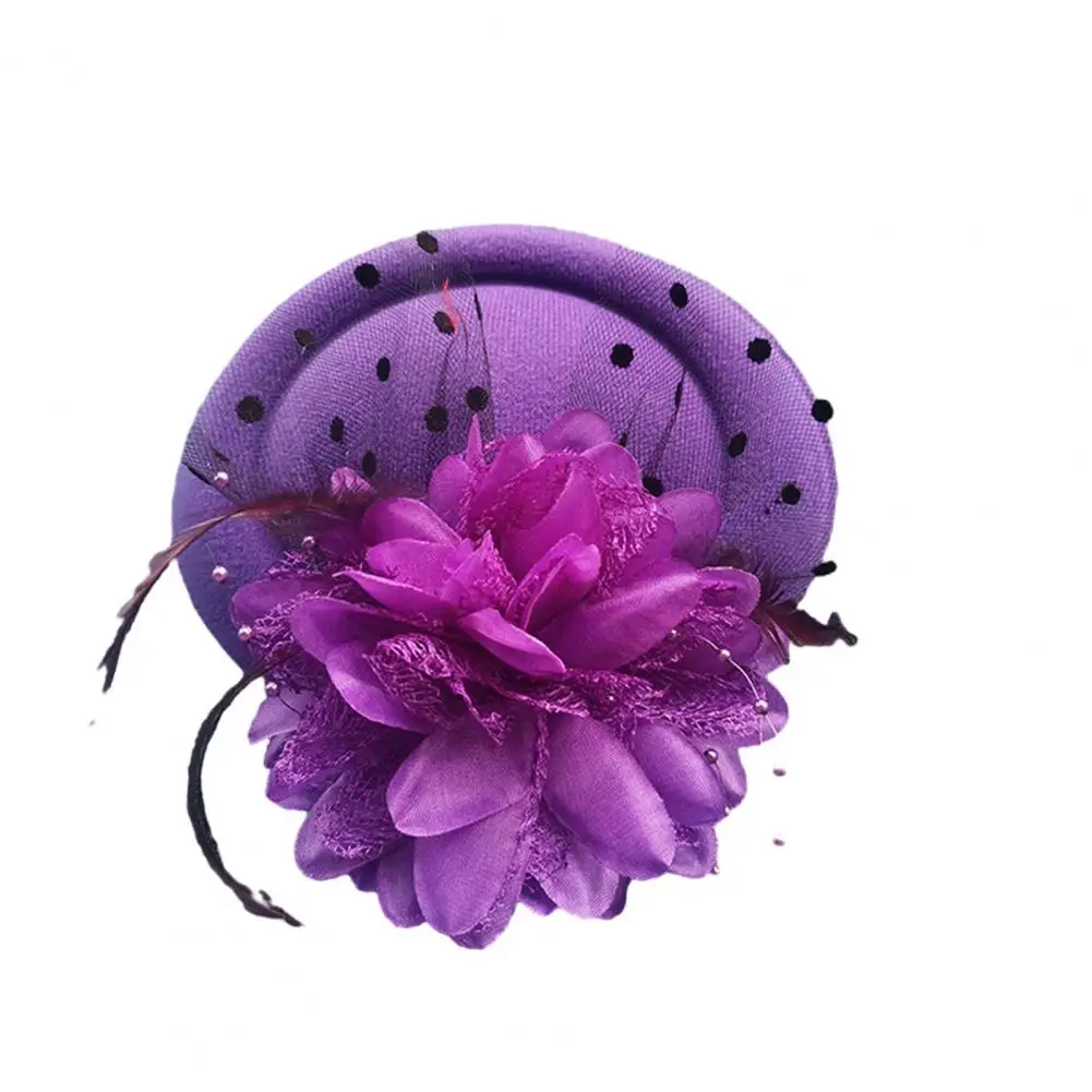 Exquisite Fascinator Hat With Hair Clip Decorative Anti-fall Faux Feather Flower Mesh Headwear Hair Accessories