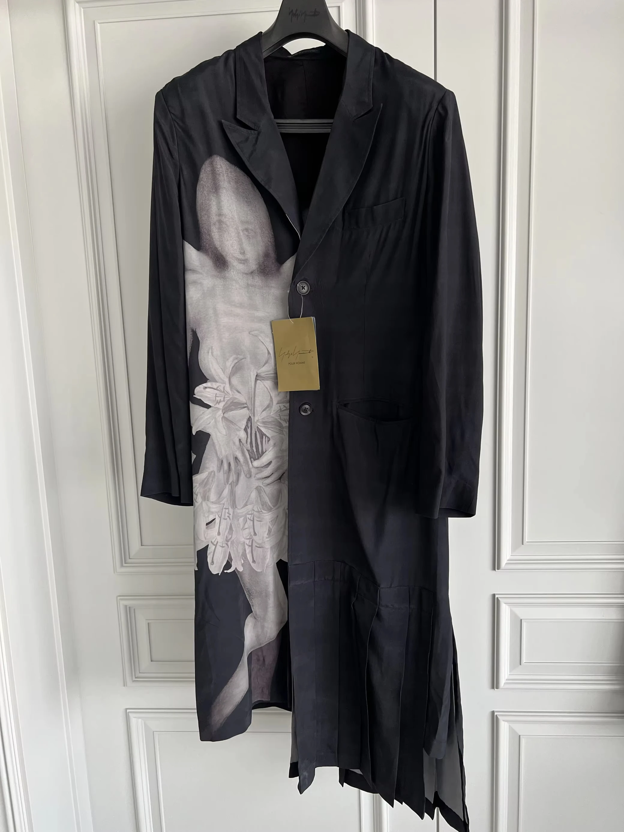 

TOP YAMAMOTO Original Asymmetric pleated skirt hem design mid-length coat Thin windbreaker coat unisex oversized Casual coat