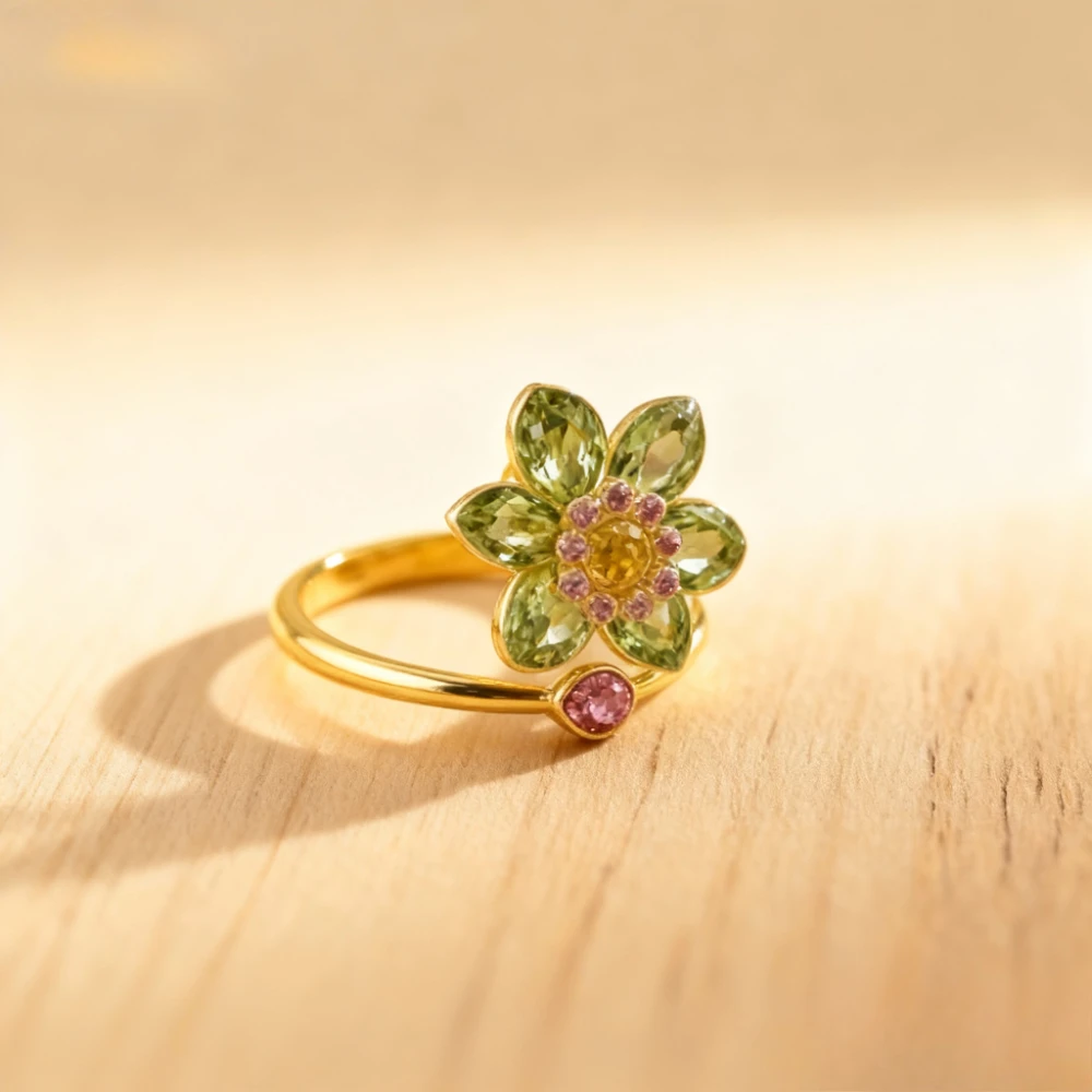 

Premium Jewelry Fashionable Gorgeous Colorful Floral Charm Open Ring Party Trendy Versatile High Quality Birthday Gift