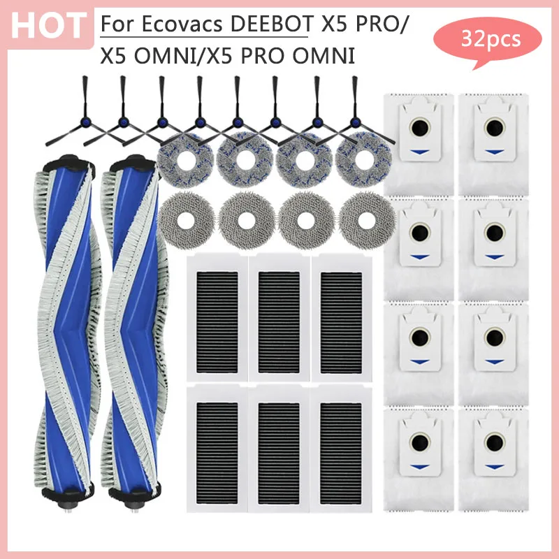 X5 PRO Scheuerbürste Filter Lappen Staubbeutel Zubehör Staubsauger für Ecovacs DEEBOT X5 OMNI X5 PRO OMNI Müllbeutel Ersatzteile
