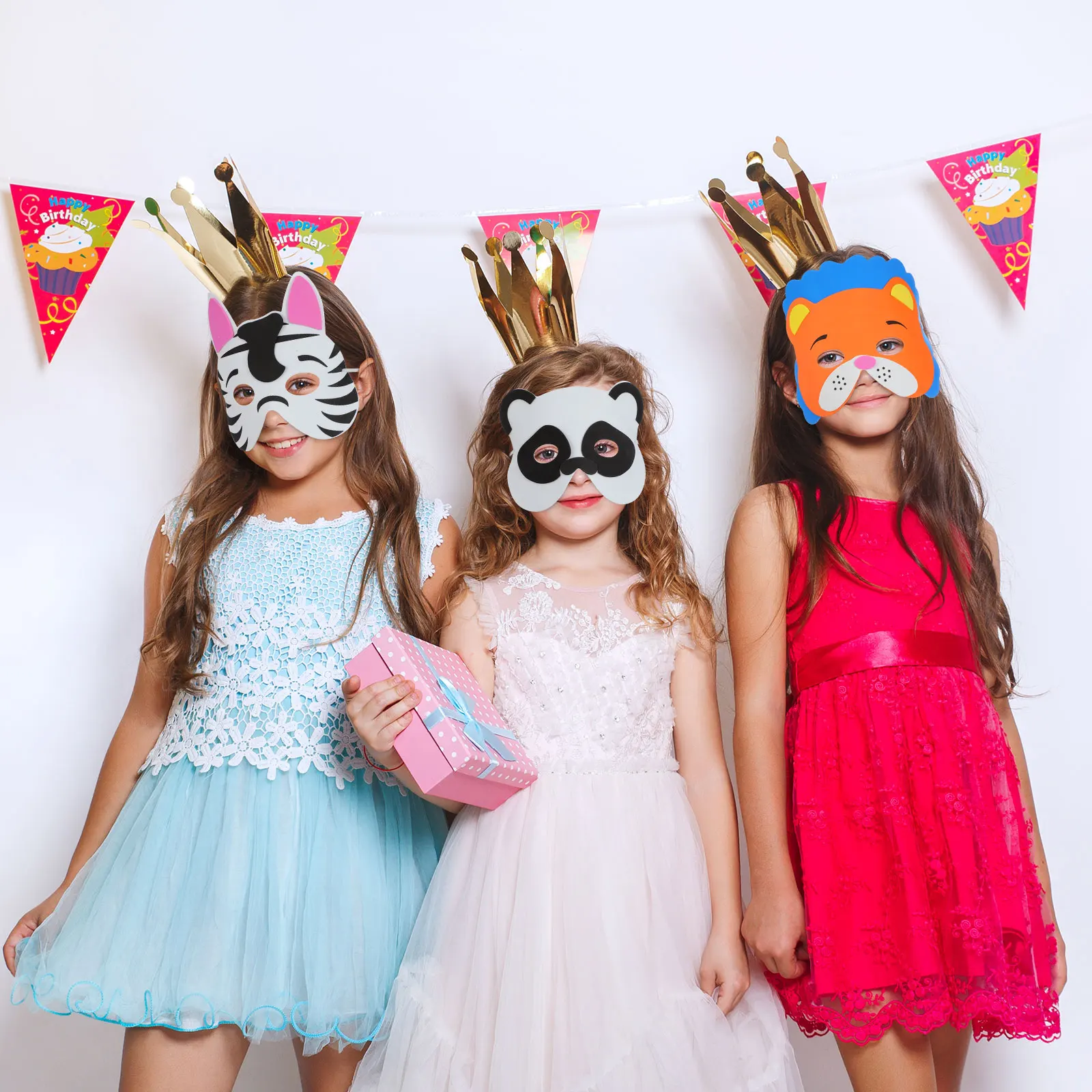 

12Pcs Kids Animal Face Masks Assorted Cartoon Styles for Birthday Party Favors Costume Dress Up Children Face Mask