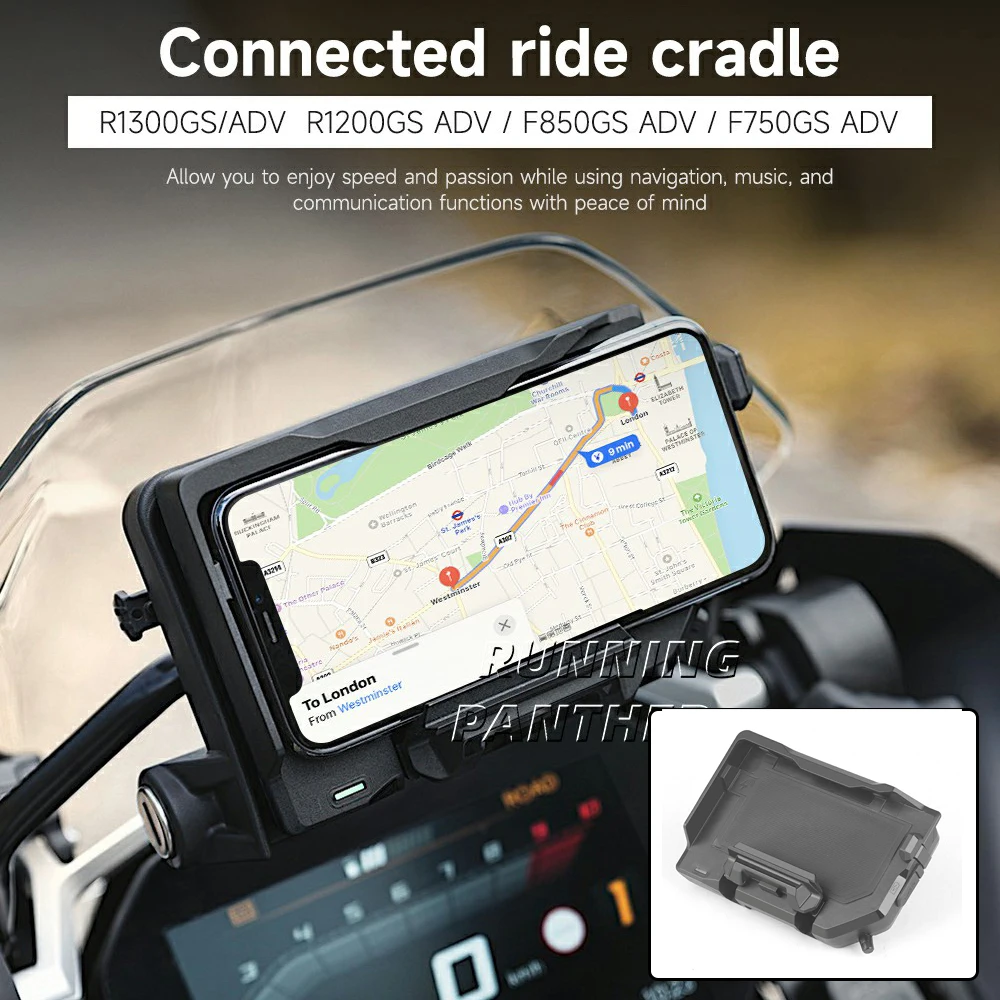 For F850GS F750GS R1250GS R1200GS R1300GS ADV S1000XR F900R F900XR Motorcycle Wireless Charging Phone Holder Navigation Bracket